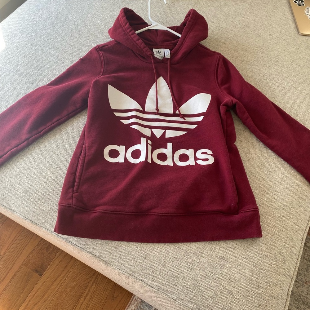 Women’s Adidas Burgundy Hoodie Sweatshirt Size S